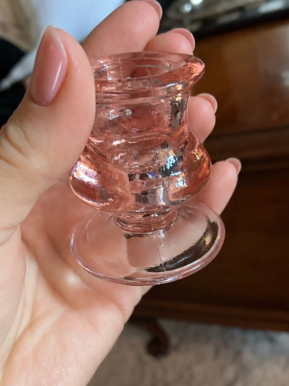 Vintage Pink Depression Glass Pedestal Dish Candleholder Bundle Cottage Coquette